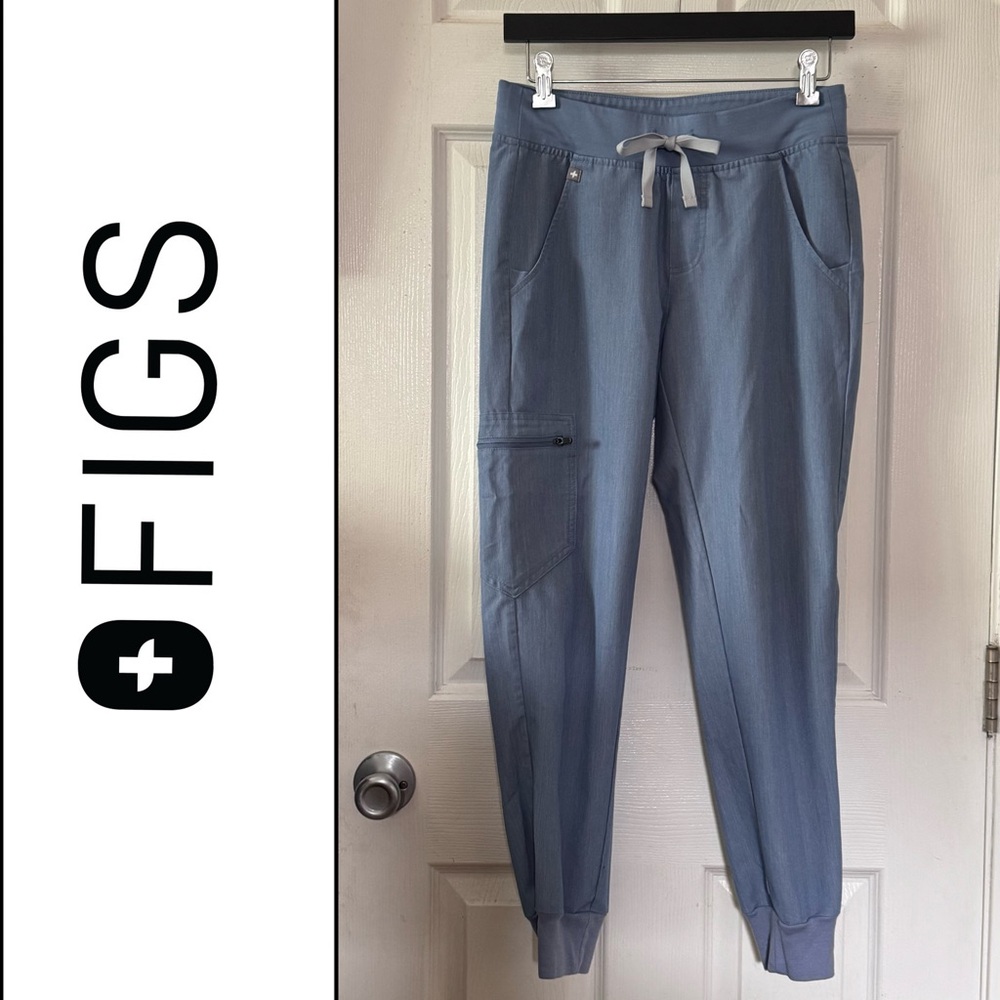 Figs Heather Blue Zamora Joggers Scrub Bottoms XS Petite